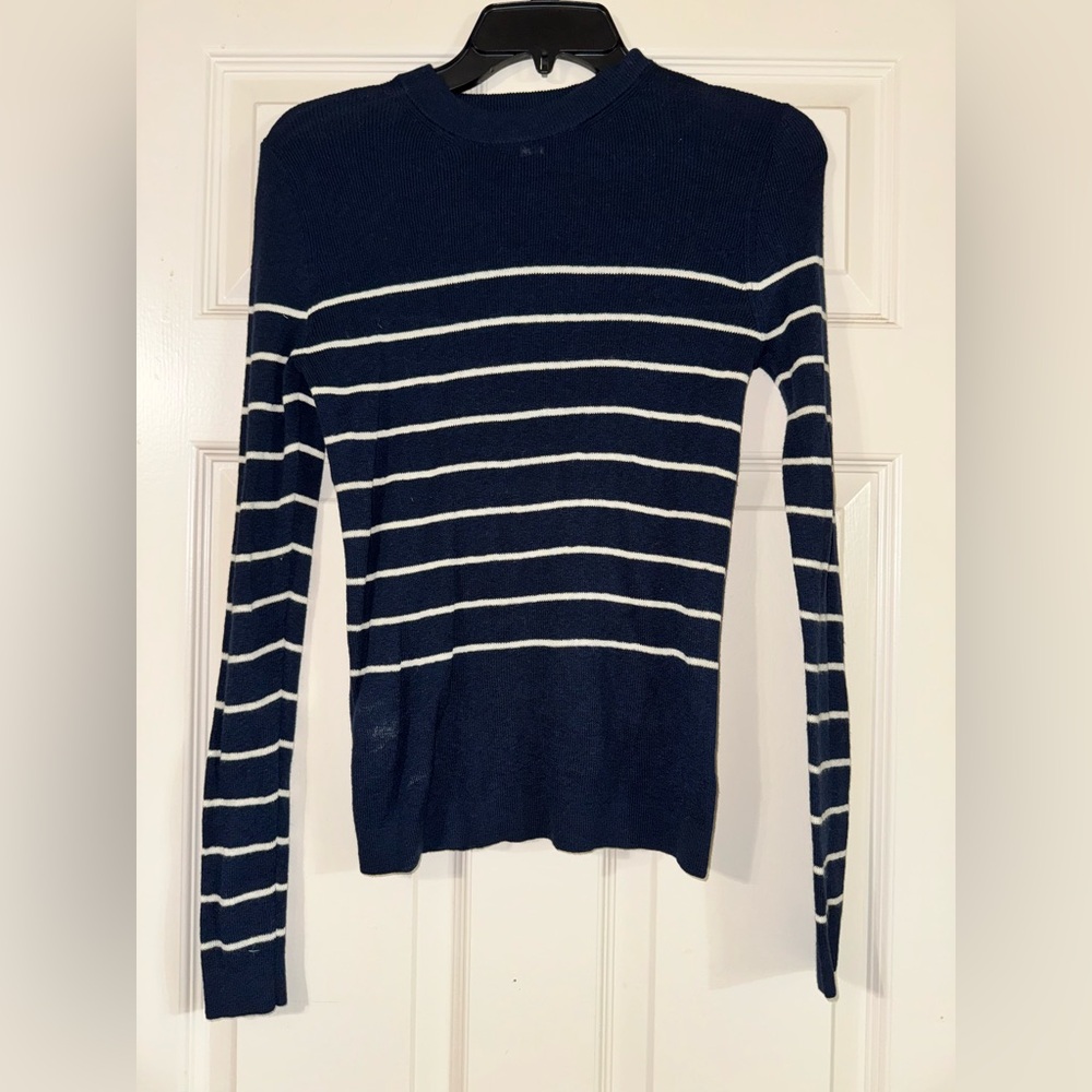 Nilli Lotan Navy and White Striped Sweater